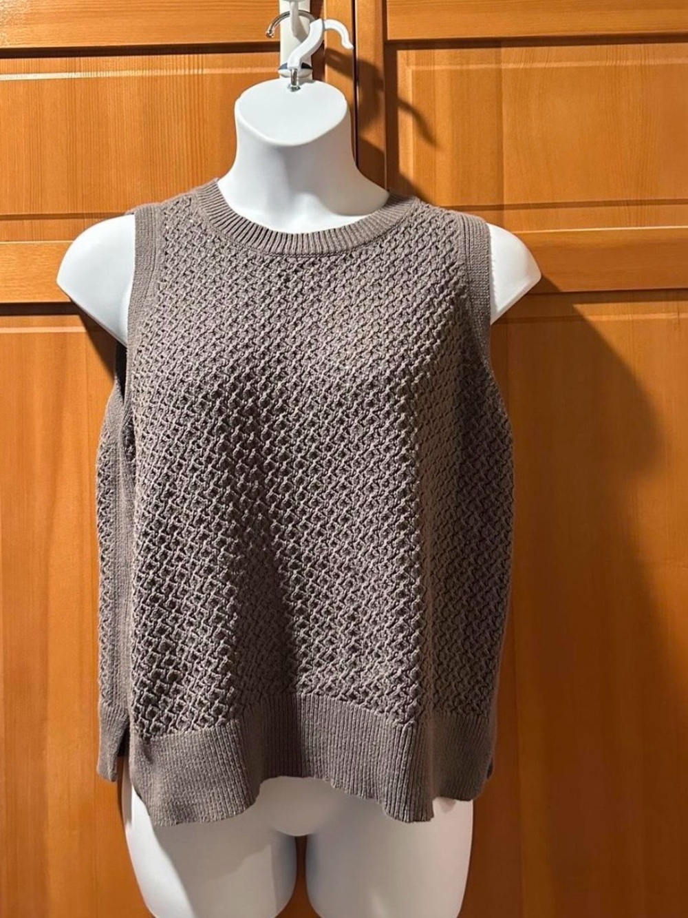 a new day Taupe Crochet Knit Sweater